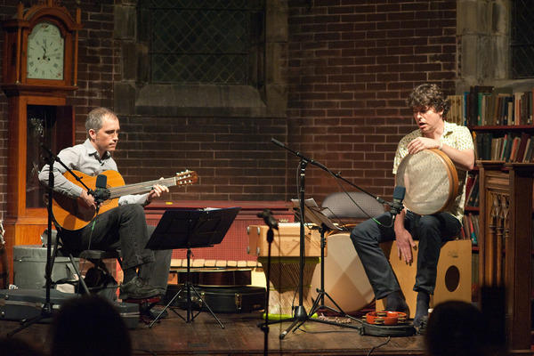 Brian O'Neill on percussion with Jeni Jol and Tev Stevig