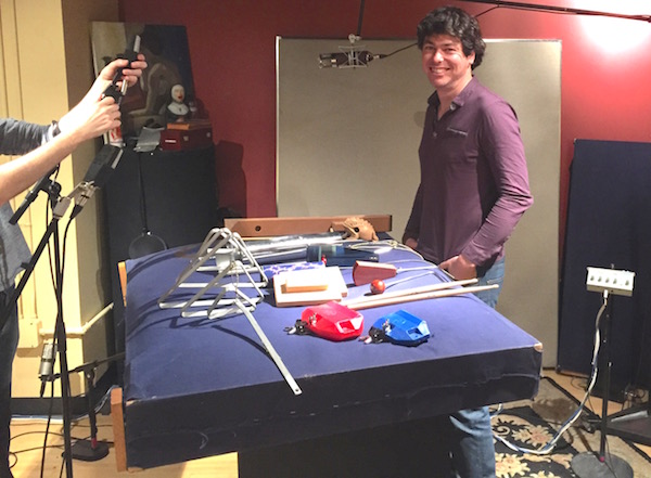 Brian O'Neill recording percussion and sound effects for Klezwoods new record